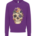Mushroom Skull Nature Ecology Toadstool Kids Sweatshirt Jumper Purple