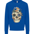 Mushroom Skull Nature Ecology Toadstool Kids Sweatshirt Jumper Royal Blue