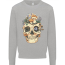 Mushroom Skull Nature Ecology Toadstool Kids Sweatshirt Jumper Sports Grey