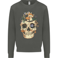 Mushroom Skull Nature Ecology Toadstool Kids Sweatshirt Jumper Storm Grey