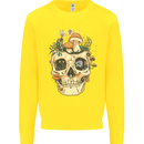 Mushroom Skull Nature Ecology Toadstool Kids Sweatshirt Jumper Yellow