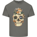 Mushroom Skull Nature Ecology Toadstool Kids T-Shirt Childrens Charcoal