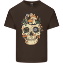 Mushroom Skull Nature Ecology Toadstool Kids T-Shirt Childrens Chocolate