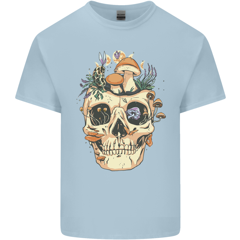 Mushroom Skull Nature Ecology Toadstool Kids T-Shirt Childrens Light Blue