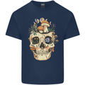 Mushroom Skull Nature Ecology Toadstool Kids T-Shirt Childrens Navy Blue