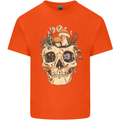 Mushroom Skull Nature Ecology Toadstool Kids T-Shirt Childrens Orange