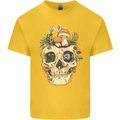 Mushroom Skull Nature Ecology Toadstool Kids T-Shirt Childrens Yellow