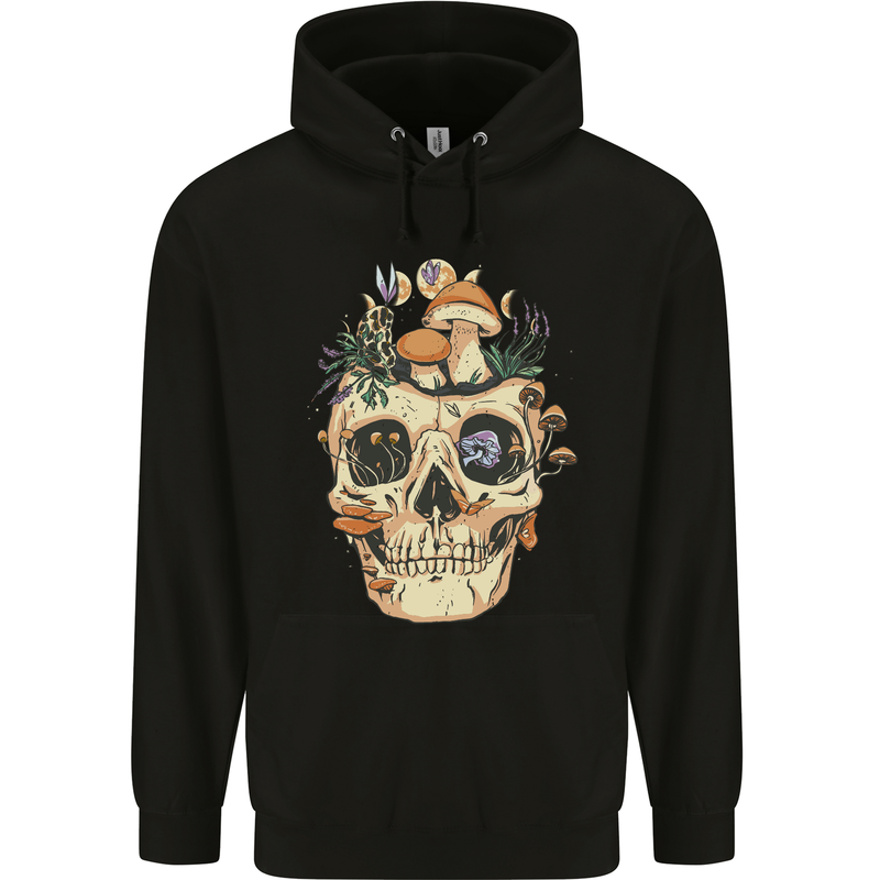Mushroom Skull Nature Ecology Toadstool Mens 80% Cotton Hoodie Black