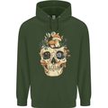 Mushroom Skull Nature Ecology Toadstool Mens 80% Cotton Hoodie Forest Green