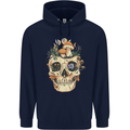Mushroom Skull Nature Ecology Toadstool Mens 80% Cotton Hoodie Navy Blue