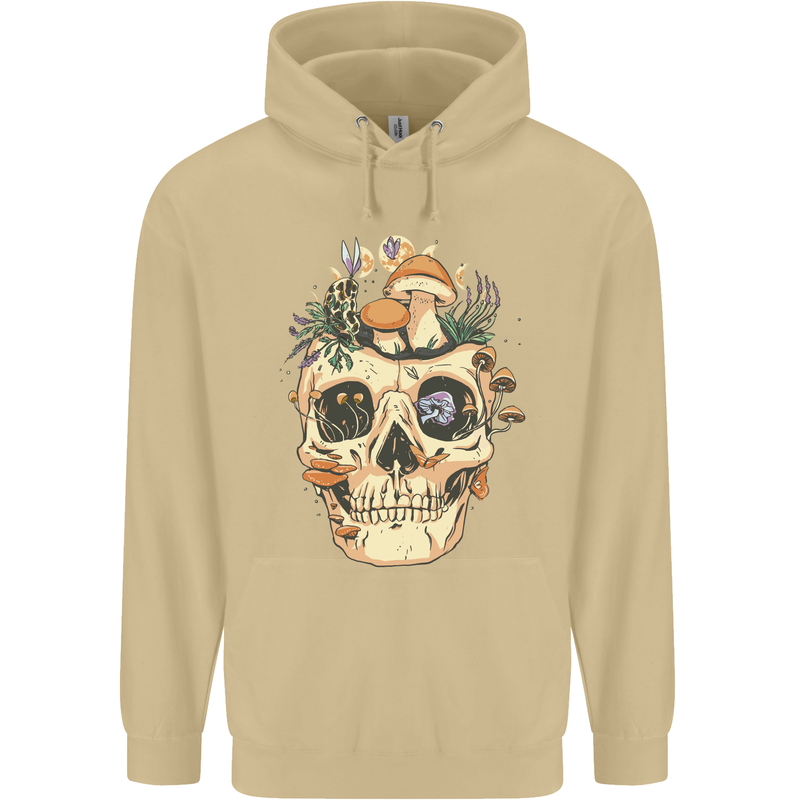 Mushroom Skull Nature Ecology Toadstool Mens 80% Cotton Hoodie Sand