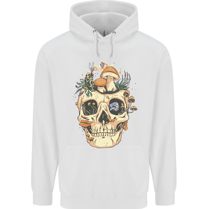 Mushroom Skull Nature Ecology Toadstool Mens 80% Cotton Hoodie White