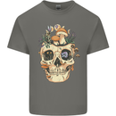Mushroom Skull Nature Ecology Toadstool Mens Cotton T-Shirt Tee Top Charcoal