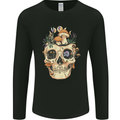 Mushroom Skull Nature Ecology Toadstool Mens Long Sleeve T-Shirt Black