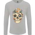 Mushroom Skull Nature Ecology Toadstool Mens Long Sleeve T-Shirt Sports Grey