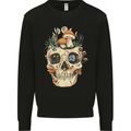 Mushroom Skull Nature Ecology Toadstool Mens Sweatshirt Jumper Black