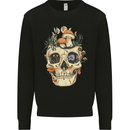 Mushroom Skull Nature Ecology Toadstool Mens Sweatshirt Jumper Black