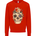 Mushroom Skull Nature Ecology Toadstool Mens Sweatshirt Jumper Bright Red