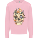 Mushroom Skull Nature Ecology Toadstool Mens Sweatshirt Jumper Light Pink