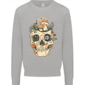 Mushroom Skull Nature Ecology Toadstool Mens Sweatshirt Jumper Sports Grey
