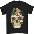 Mushroom Skull Nature Ecology Toadstool Mens T-Shirt Cotton Gildan Black