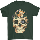 Mushroom Skull Nature Ecology Toadstool Mens T-Shirt Cotton Gildan Forest Green