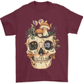 Mushroom Skull Nature Ecology Toadstool Mens T-Shirt Cotton Gildan Maroon