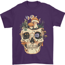 Mushroom Skull Nature Ecology Toadstool Mens T-Shirt Cotton Gildan Purple