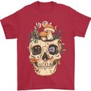 Mushroom Skull Nature Ecology Toadstool Mens T-Shirt Cotton Gildan Red