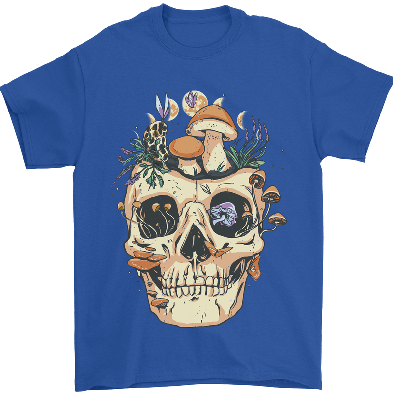 Mushroom Skull Nature Ecology Toadstool Mens T-Shirt Cotton Gildan Royal Blue