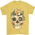 Mushroom Skull Nature Ecology Toadstool Mens T-Shirt Cotton Gildan Yellow