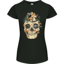 Mushroom Skull Nature Ecology Toadstool Womens Petite Cut T-Shirt Black
