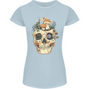 Mushroom Skull Nature Ecology Toadstool Womens Petite Cut T-Shirt Light Blue