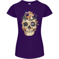 Mushroom Skull Nature Ecology Toadstool Womens Petite Cut T-Shirt Purple