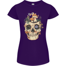 Mushroom Skull Nature Ecology Toadstool Womens Petite Cut T-Shirt Purple