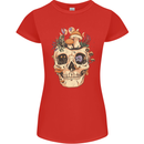Mushroom Skull Nature Ecology Toadstool Womens Petite Cut T-Shirt Red