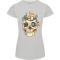 Mushroom Skull Nature Ecology Toadstool Womens Petite Cut T-Shirt Sports Grey