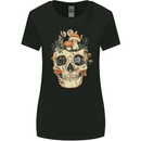 Mushroom Skull Nature Ecology Toadstool Womens Wider Cut T-Shirt Black