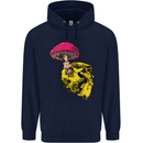 Mushroom Skull Toadstool Magic Gothic Childrens Kids Hoodie Navy Blue