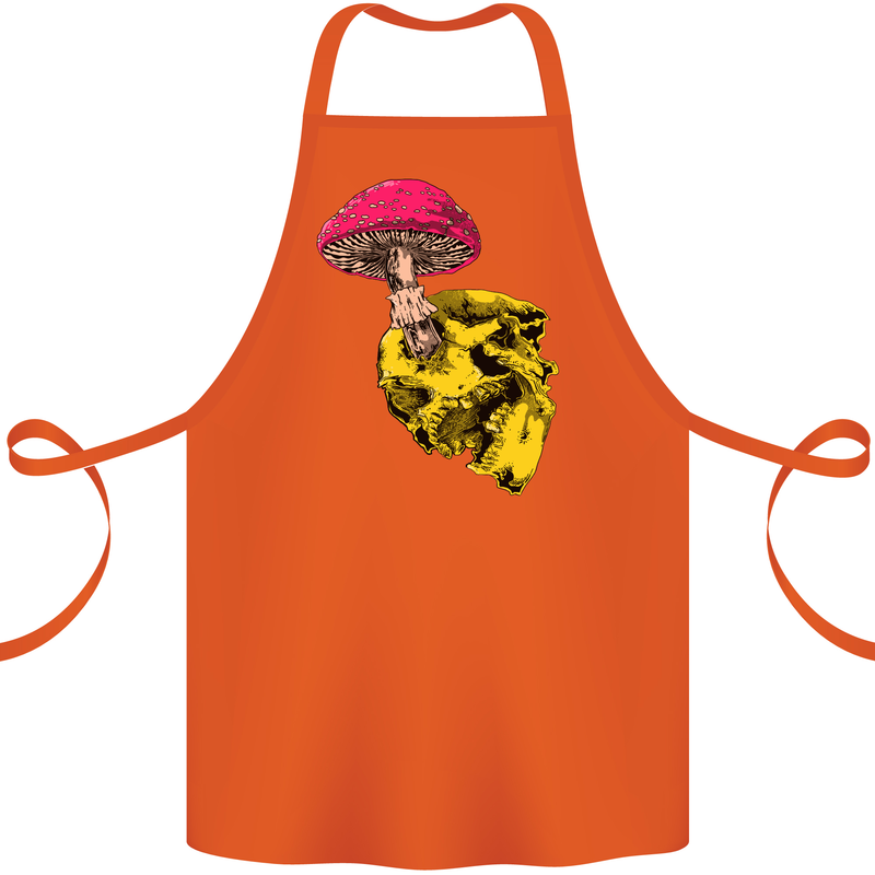 Mushroom Skull Toadstool Magic Gothic Cotton Apron 100% Organic Orange