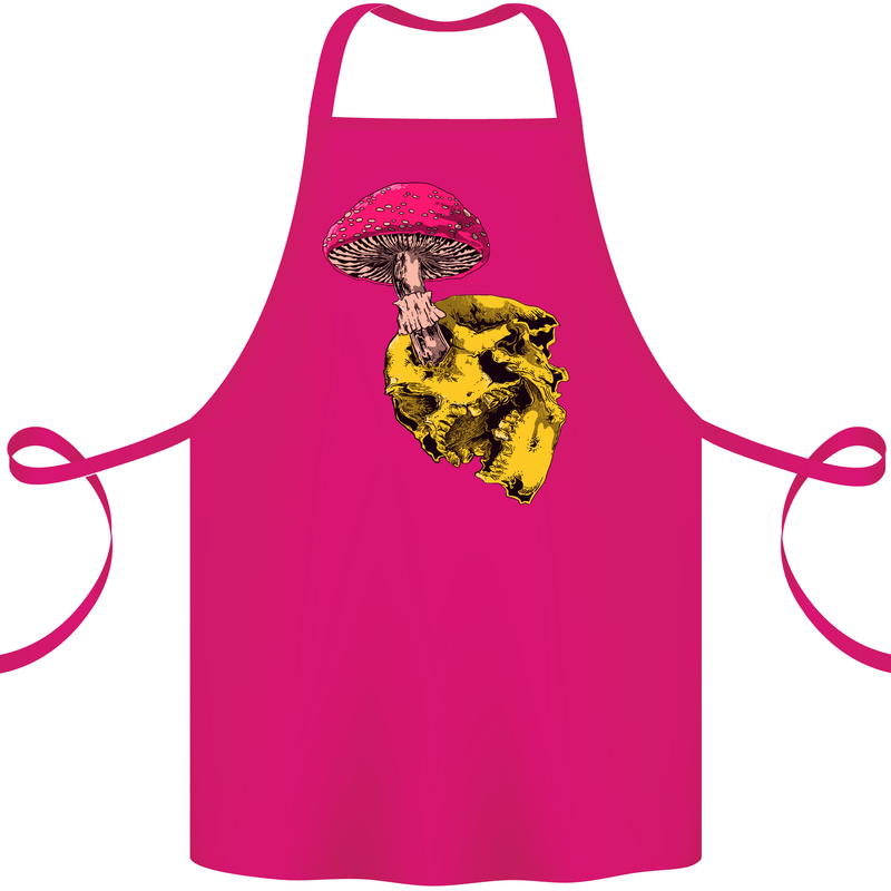 Mushroom Skull Toadstool Magic Gothic Cotton Apron 100% Organic Pink