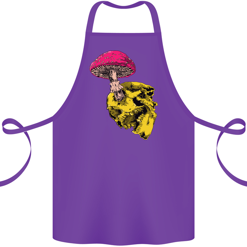 Mushroom Skull Toadstool Magic Gothic Cotton Apron 100% Organic Purple