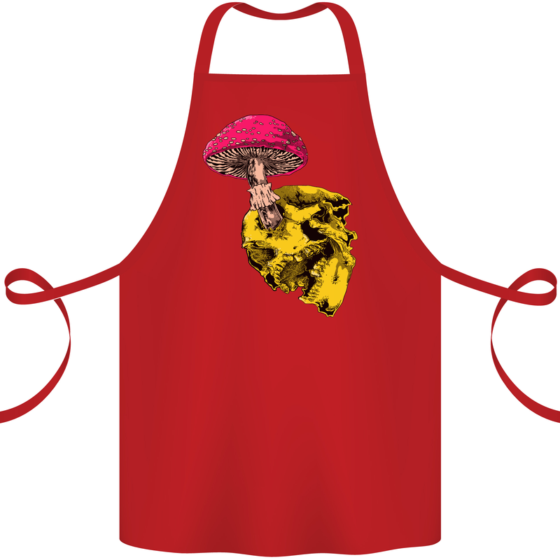 Mushroom Skull Toadstool Magic Gothic Cotton Apron 100% Organic Red