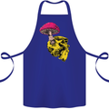 Mushroom Skull Toadstool Magic Gothic Cotton Apron 100% Organic Royal Blue