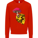 Mushroom Skull Toadstool Magic Gothic Kids Sweatshirt Jumper Bright Red