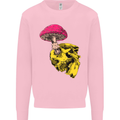 Mushroom Skull Toadstool Magic Gothic Kids Sweatshirt Jumper Light Pink