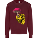 Mushroom Skull Toadstool Magic Gothic Kids Sweatshirt Jumper Maroon