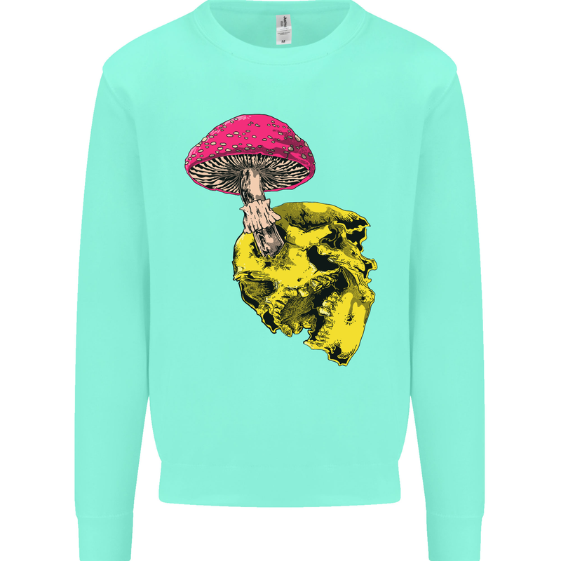Mushroom Skull Toadstool Magic Gothic Kids Sweatshirt Jumper Peppermint