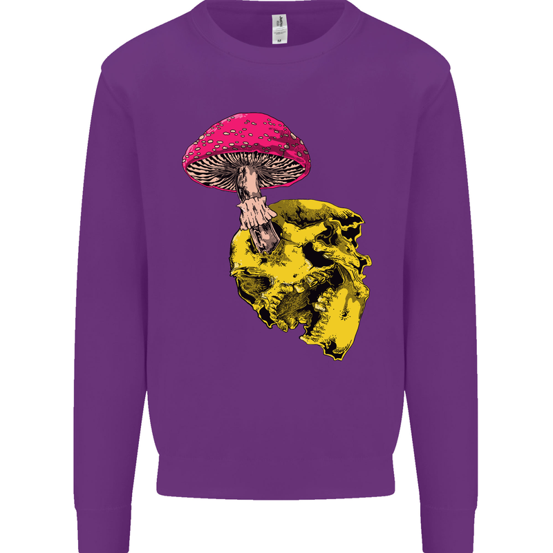 Mushroom Skull Toadstool Magic Gothic Kids Sweatshirt Jumper Purple