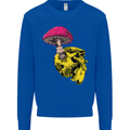 Mushroom Skull Toadstool Magic Gothic Kids Sweatshirt Jumper Royal Blue